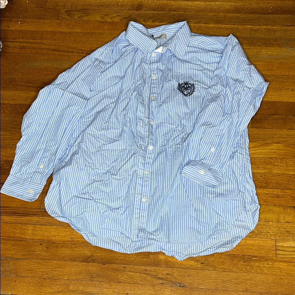 LOFT Light Blue Striped Men's Shirt with Embroidery